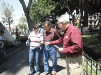 Michael handing out Gospel tracts in Puebla
