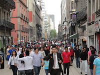 Mexico City crowd in street